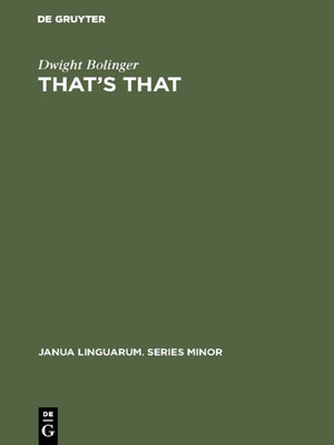 cover image of That's That